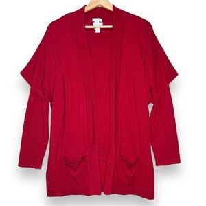 Chico's Open-Front Red Cardigan Sweater
